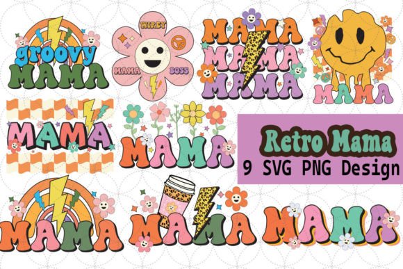 9 Retro Mama SVG Sublimation