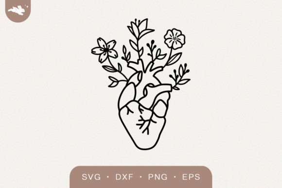 Anatomical Heart SVG with Flowers