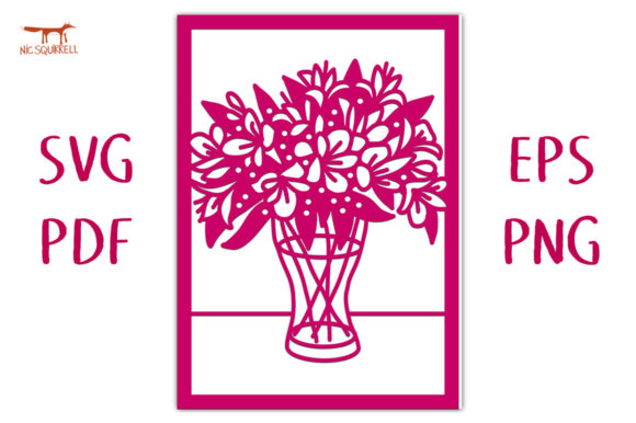 Bouquet of Lilies Greetings Card SVG Cut