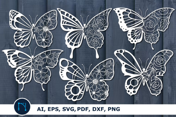 Butterfly Floral Paper Cut Bundle SVG