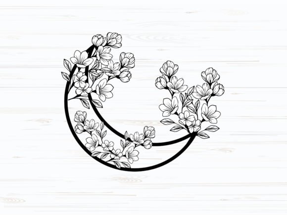 Cute Floral Moon Laser Cut SVG