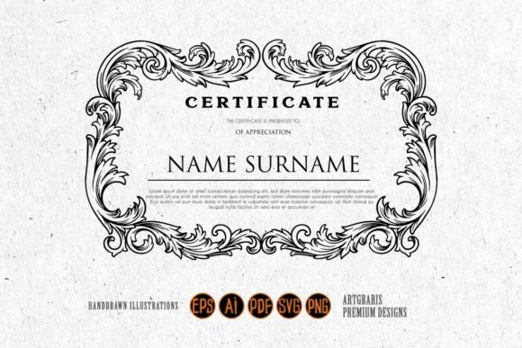 Elegant Certificate Frame Floral Ornate