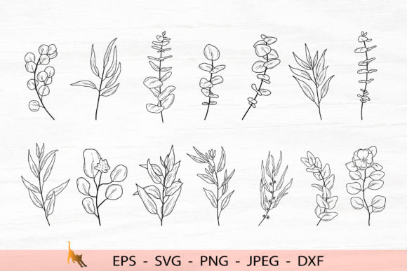 Eucalyptus SVG Plant Clipart Line Art