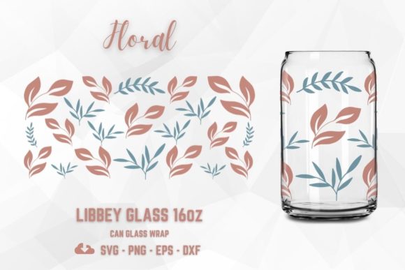 Floral 16oz Libbey Glass Wrap SVG