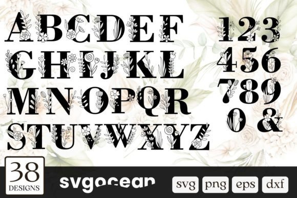 Floral Alphabet Letters and Numbers