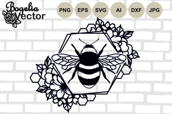 Floral Bee Hexagon Frame