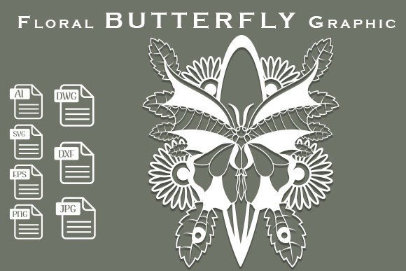Floral Butterfly Flower Paper Cut SVG