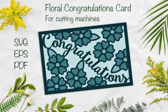 Floral Congratulations Layered Card SVG