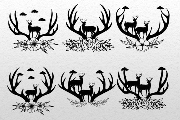 Floral Deer Antlers Bundle SVG