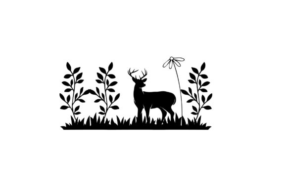 Floral Forest with Grass Deer SVG