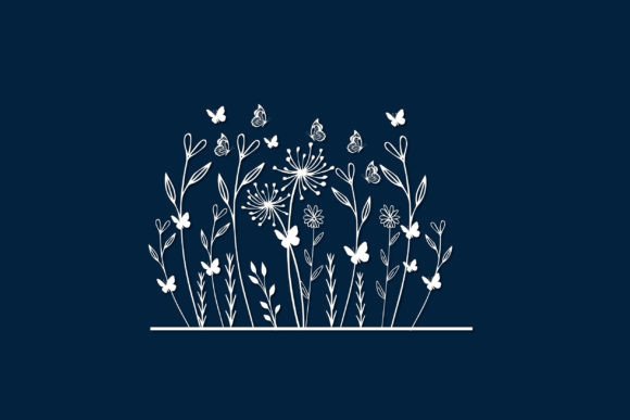 Floral Garden and Butterflies SVG