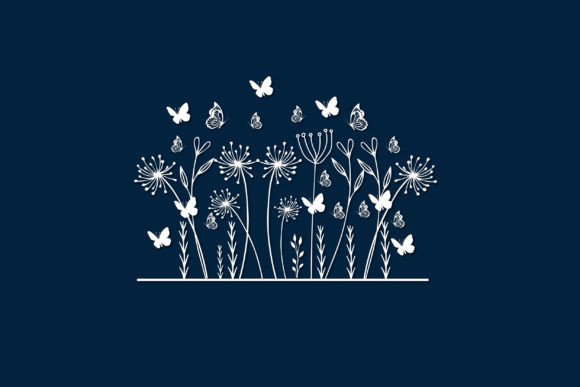 Floral Garden and Butterfly SVG Design