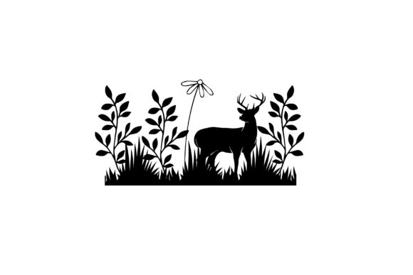 Floral Garden with Deer SVG