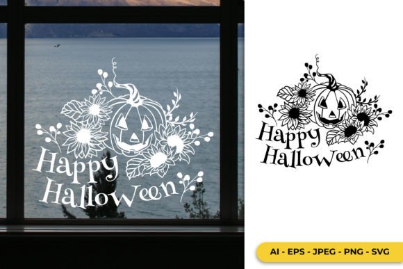 Floral Halloween Pumpkin Decal SVG