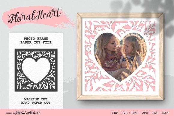 Floral Heart Photo Frame Template