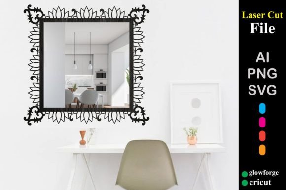 Floral Mirror Frame Laser Cut SVG File