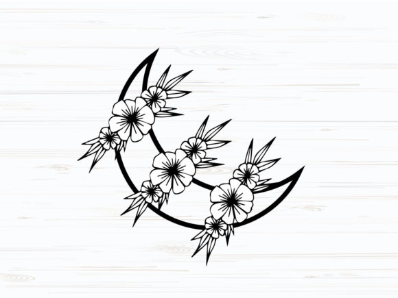 Floral Moon Laser Cut SVG