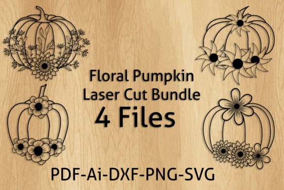 Floral Pumpkin Laser Wood Cut SVG Bundle