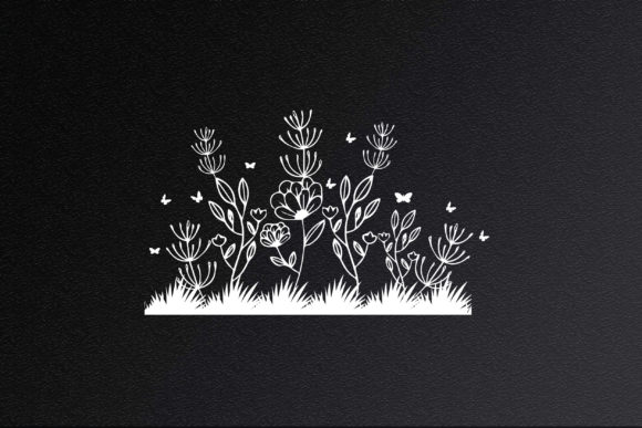 Floral Small Garden with Grass Svg