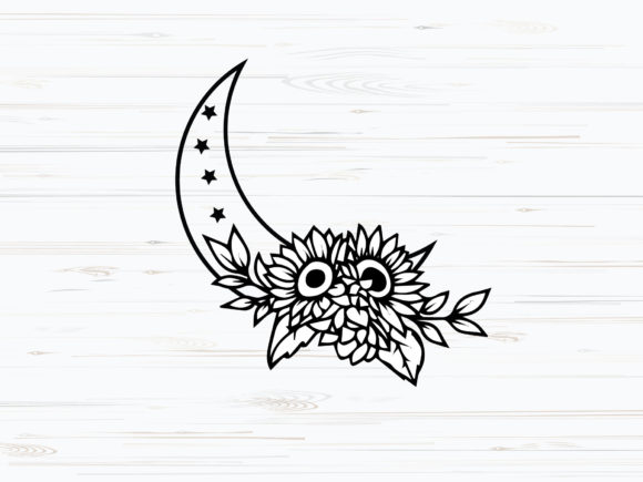 Floral Sun Moon Laser SVG