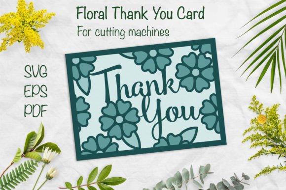 Floral Thank You Layered Card SVG