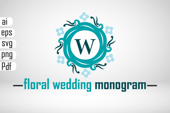 Floral Wedding Monogram W SVG