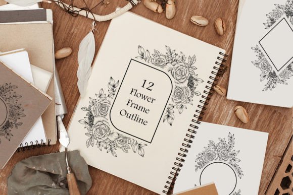 Flower Frame Outline Clipart Decoration
