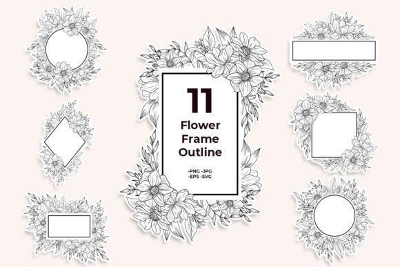 Flower Frame Outline Isolated Decoration