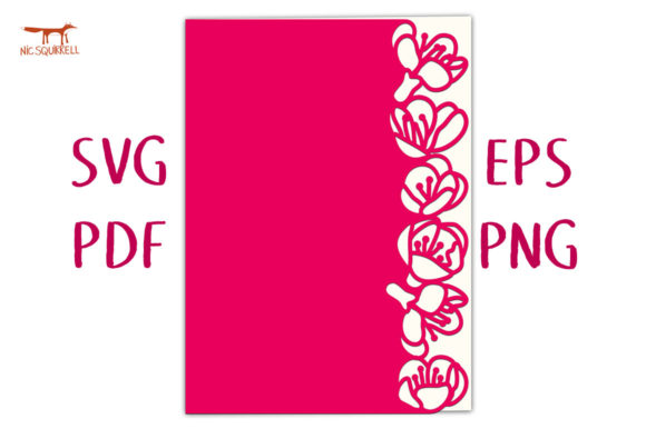 Flowering Quince Lace Edged Card SVG