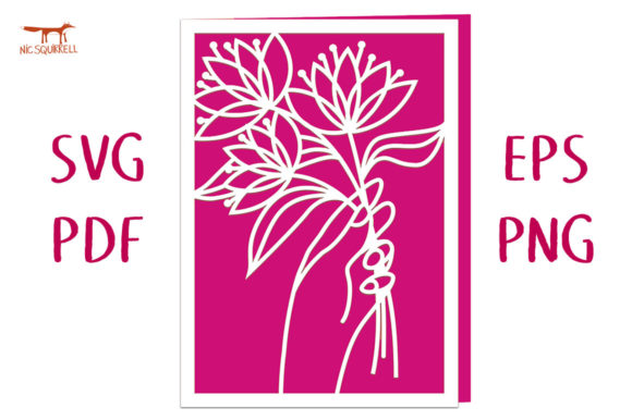 Hand Holding Flowers Greetings Card SVG