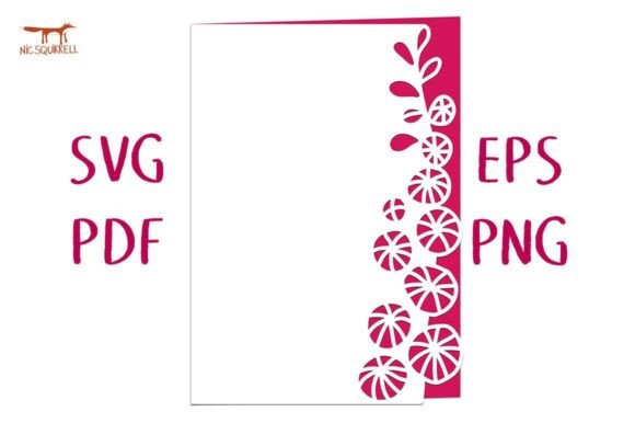 Hollyhocks Lace Edged Card SVG Cut File