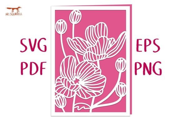 Japanese Anemone Flower Card SVG Cut