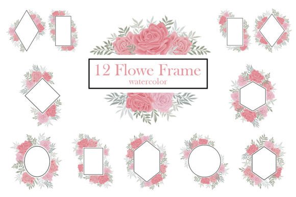 Pink Flower Frame Watercolor