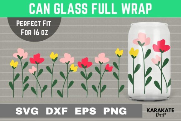 Spring Floral Libbey 16oz Can Glass SVG