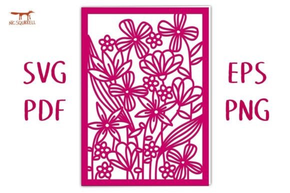 Summer Flower Garden Card SVG Cut File