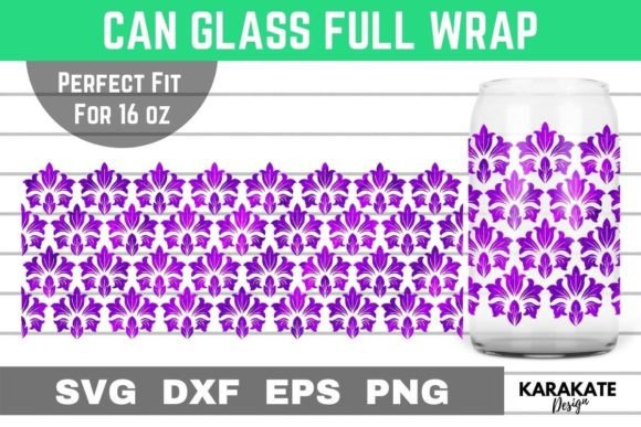 Thai Floral, 16 Oz Can Glass Wrap SVG